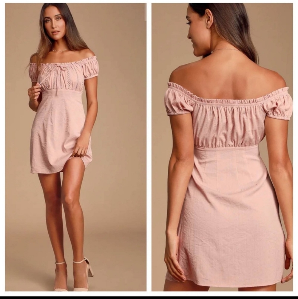 Lulus Wisteria Blush Pink Mini Dress Size Large